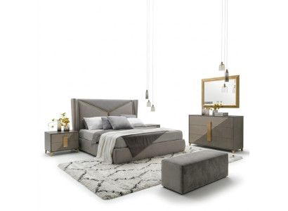 Schlafzimmer Bett 2x Nachttisch  Betten 3tlg. Set Polster Italienische Möbel neu