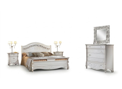 Luxus Schlafzimmer Set 4tlg. Bett + 2x Nachttisch +Kommode Moderne Design Betten Massivholz