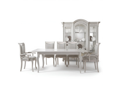 Italienisches Esszimmer Möbel Set Esszimmer Gruppe Vitrine Tisch 6x Stühle 8tlg.