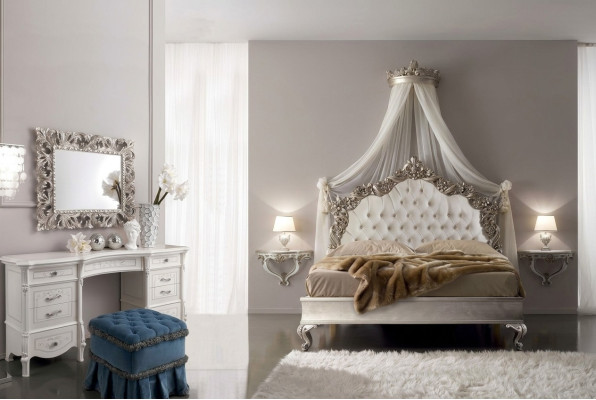 Schminktisch + Spiegel + Hocker Edle Anrichte Schlafzimmer Kommode Barock Rokoko