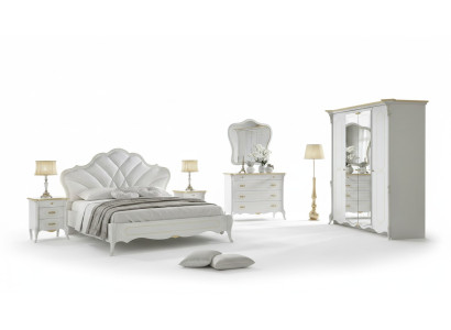 Schlafzimmer Set Barock Bett Nachttisch Kommode Bett Möbel 6tlg. Massivholz