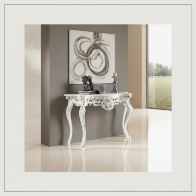 Designer Luxus Konsole Tisch Konsolen Tische Holz Design Silber Klassischer Neu