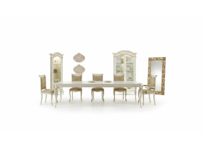 Esszimmer Set 9 tlg. Esstisch 6x Stühle Vitrine Schrank Vitrinen Massivholz