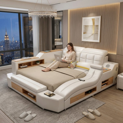 Funktion Bett Doppelbett Lederbett Betten Leder Polster Schlafzimmer Ehe