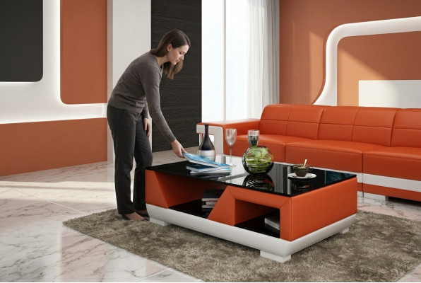 Klassischer Luxus Designer Couchtisch Sofa Wohnzimmer Dekor Tisch Leder
