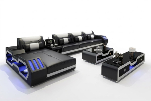 Leder Design Sofa Couch Polster Ecksofa Garnitur Wohnlandschaft Ecksofa