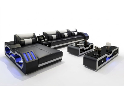 Leder Design Sofa Couch Polster Ecksofa Garnitur Wohnlandschaft Ecksofa