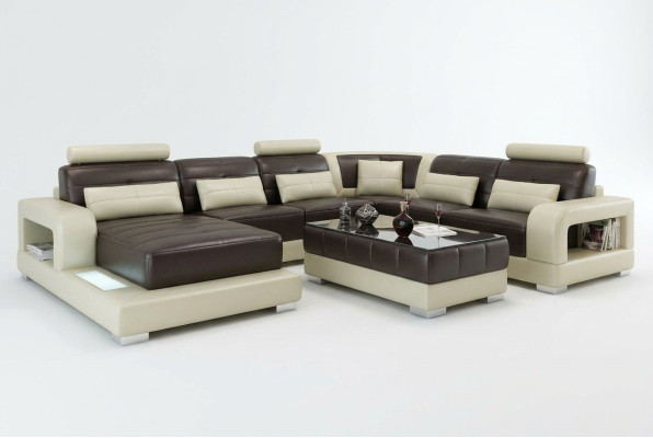 Braunes Ledersofa Ecksofa Sofa Couch Design Sitz Polster Garnitur