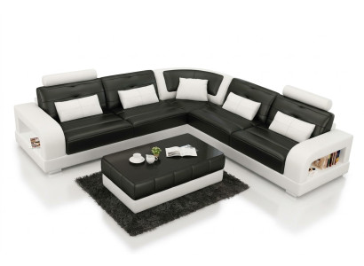 Polster Ecksofa Sofa Couch Wohnlandschaft Leder Eck Sofas Garnitur