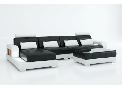Ecksofa Sofa Couch Ledersofa Sitz Eck Garnitur Polster Wohnlandschaft