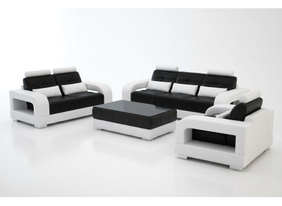Ledersofa Couch Sofagarnitur 3+2 Garnitur Design Modern Sofa Sitzer Garnituren