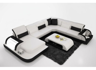 Wohnlandschaft Extra Luxus Klasse Ecksofa Couch - Eckgarnituren Ledersofa
