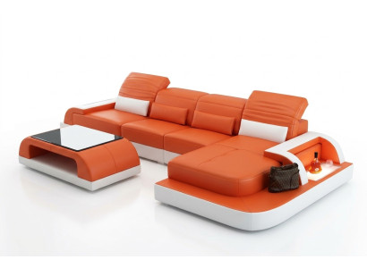 Ledersofa + Couchtisch Couch Wohnlandschaft Ecksofa Eck Garnitur Neu