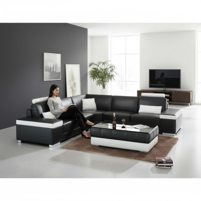 L-Form Ledersofa Polster Sitz Couch Garnitur Ecksofa Sofa Couch