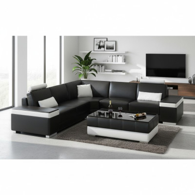 L-Form Ledersofa Polster Sitz Couch Garnitur Ecksofa Sofa Couch