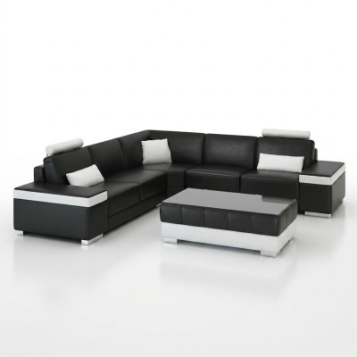 L-Form Ledersofa Polster Sitz Couch Garnitur Ecksofa Sofa Couch