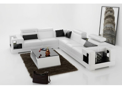 Designer Sofa Couch Ecksofa Leder Wohnlandschaft Textil Polster Garnitur