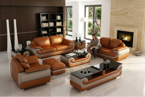Ledersofa Couch Wohnlandschaft 3+2 Sitzer Garnitur Design Modern Sofa xlmoebel.at