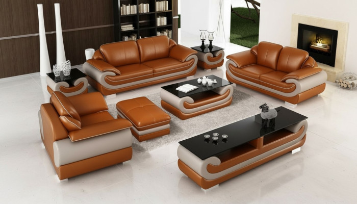 Ledersofa Couch Wohnlandschaft 3+2 Sitzer Garnitur Design Modern Sofa xlmoebel.at