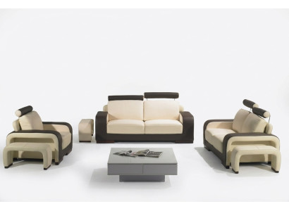 Ledersofa Sofagarnitur 3+2+1 Sitzer Set Deko Garnitur Polstersofa Couch