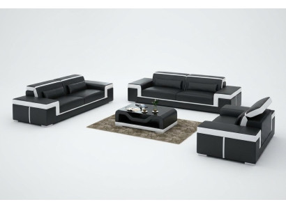 Ledersofa Couch Wohnlandschaft 3+2+1 Sitz Garnitur Design Modern Sofa