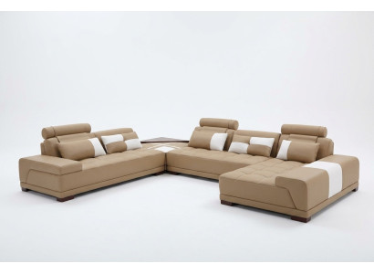 Ecksofa Ledersofa Polster Wohnlandschaft Couch Sofa Eckgarnitur UForm