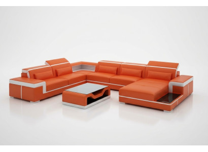 Sofa Couch Polster Garnitur Wohnlandschaft Design Ecksofa Leder Neu