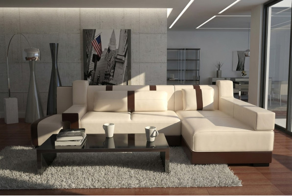 Ecksofa Sofa Couch Deko Polster Wohnlandschaft Leder Eck Sofas Garnitur