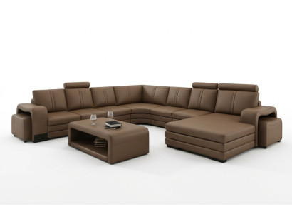 Designer Wohnlandschaft U-Form Hocker Couchtisch Couch Ecksofa Polster