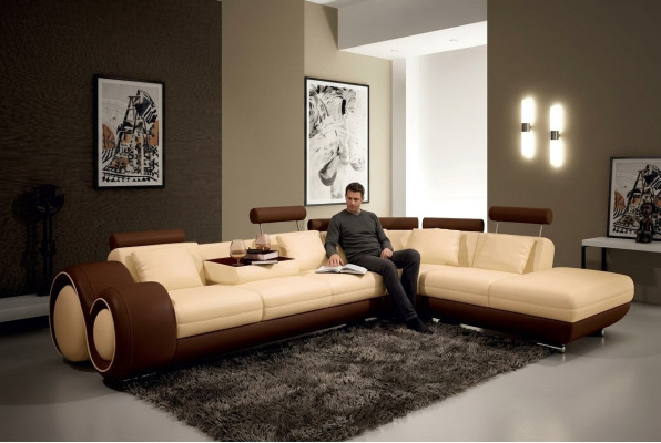Ecksofa Sofa Couch Polster Wohnlandschaft Leder Sofas Garnitur LForm