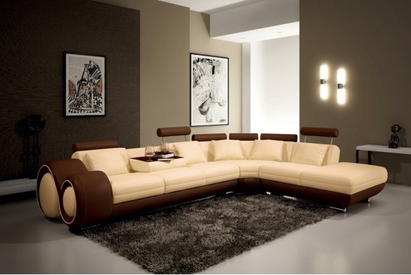 Ecksofa Sofa Couch Polster Wohnlandschaft Leder Sofas Garnitur LForm