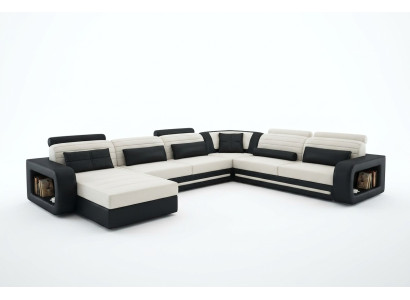U Form Sofa Couch Polster Ecksofa Garnitur Wohnlandschaft Leder Design
