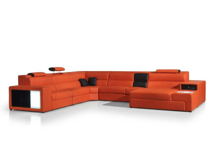 Ecksofa Ledersofa Big xxl U Form Wohnlandschaft Sofa Deko Couch Garnitur