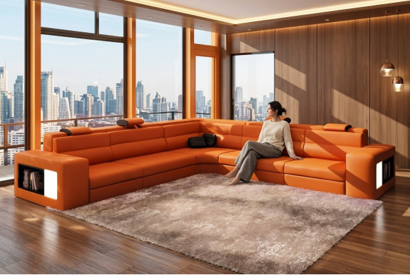 L-Form Modern Ecksofa Couch Polster Leder Design Sofa Garnitur