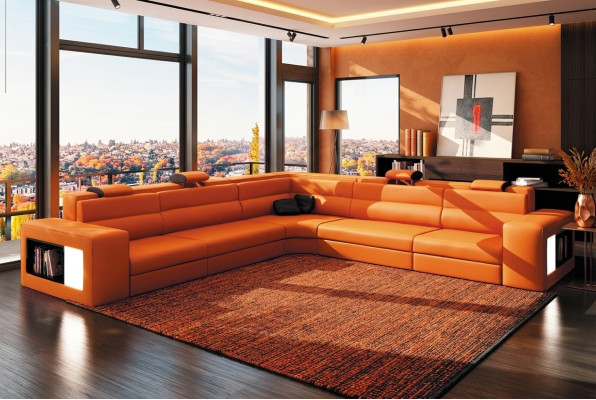 L-Form Modern Ecksofa Couch Polster Leder Design Sofa Garnitur