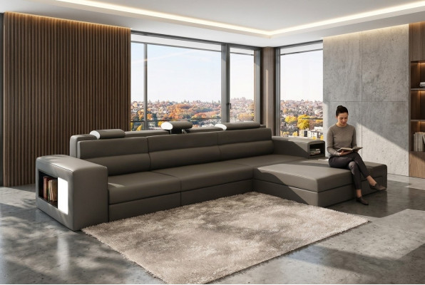 Ecksofa Ledersofa Wohnlandschaft L Form Sofa Deko Couch Polster Sitz Ecke