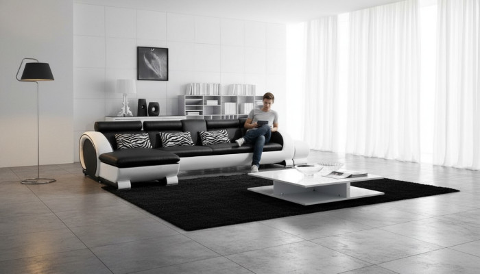 Ecksofa Ledersofa Wohnlandschaft L Form Deko Sofa Couch Polster Sitz Ecke