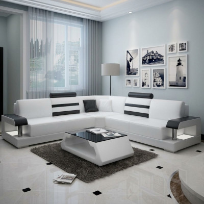 Designer Sofa Couch Ecksofa Polster Garnitur Wohnlandschaft Leder Textil