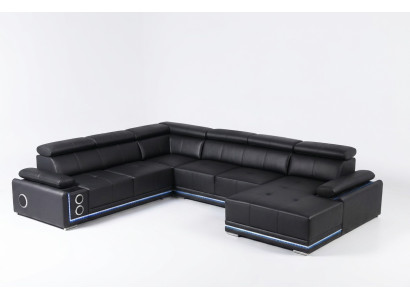 Moderne Ecksofa Wohnlandschaft Couch Eckgarnitur Led Linie Beleuchtet