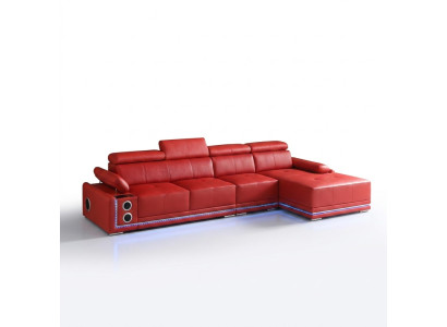 Couch Beleuchtete Leder Ecksofa L Form Sound Led Boxen Modernes