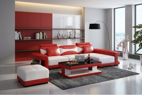 Ledersofa Ecksofa Hocker Garnitur Polster LForm Couch Sofa Design