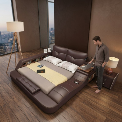Luxus Leder Design Polster Betten Doppel Modernes Bett Deko Ehe Exclusiv