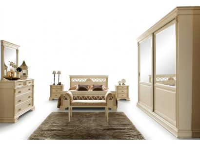Bett + 2x Nachttisch 3 tlg. Schlafzimmer Set Massivholz Designer Luxus Schlafzimmer Barock