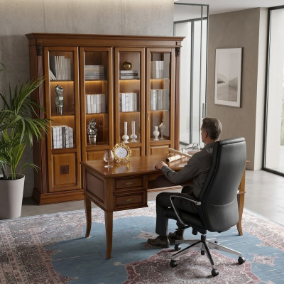 Büro Set Einrichtung Schreibtisch Tisch Chefsessel Sessel 2tlg Set Barock