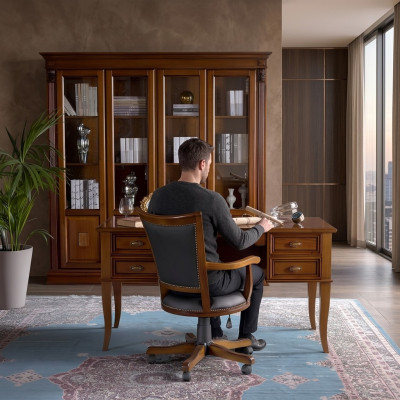 Büroset Schreibtisch Chefsessel Komplett Büro Office Barock Rokoko 2tlg.