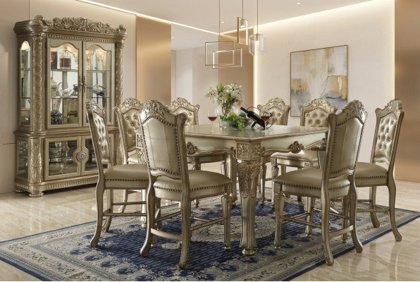 Goldene Esszimmer Gruppe Designer Esstisch mit x8 Stühlen Esszimmer Möbel 9tlg.