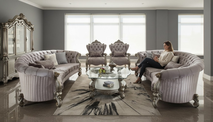 Einzigartiger Satz Chesterfield Luxus Möbel 4tlg. 2x rundes Sofa + 2x Sessel