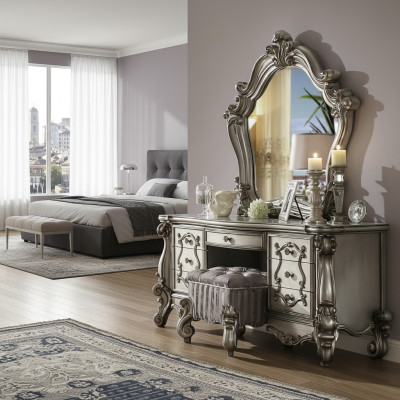 Klassischer Schminktisch Spiegel Luxus Konsole Kommode Schlafzimmer Barock neu