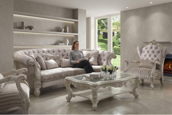Klassischer Wohnzimmer Set 3 tlg. Sofagarnitur 4+1+ Beistelltisch Couchtisch neu