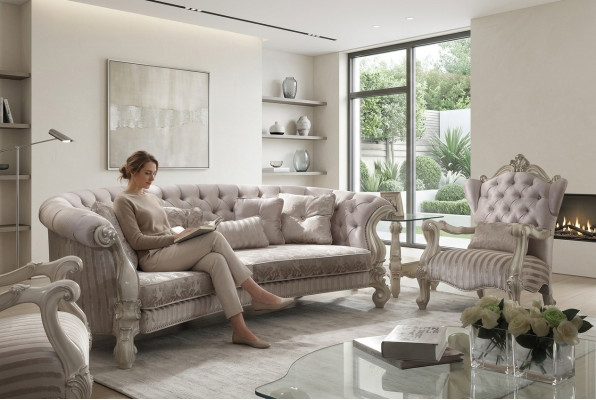 Chesterfield Sofa 4 Sitzer Couch Polster Luxus Klassische Textil Sofas Barock